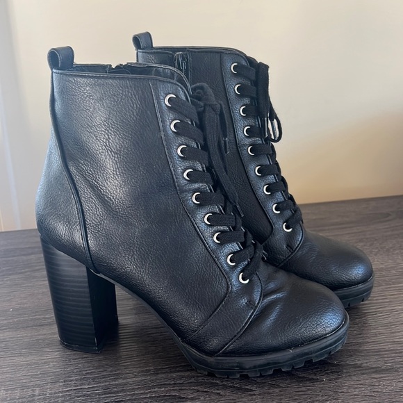 Black Lace Bootie Heels - Picture 1 of 4